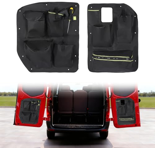 Barn Door Storage Organiser Compatible with Mercedes Sprinter 2018+, 2 Pieces Barn Door Storage Organiser for Box Truck/Motorhome Rear Door, Oxford Bags, Boot Bags, Tool Storage