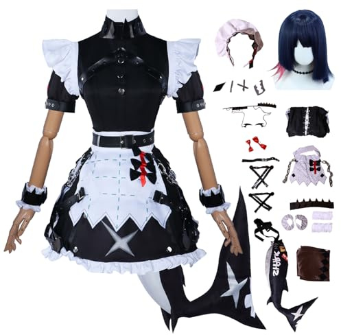 AYIMEIS Zenless Zone Zero Ellen Cosplay Kostüm mit Perücke und Schwanz Zenless Zone Zero Cosplay Verkleidung Ellen Joe Uniform Halloween Karneval Party Bühnenauftritt Kostüm Erwachsene