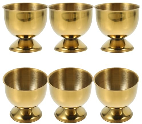 GARVALON Lot de 6 coquetiers empilables en acier inoxydable pour œufs durs et souples - Accessoire de cuisine robuste pour petit déjeuner, restaurant et salle à manger - Doré élégant