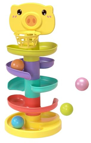 Ball Tower - bunter Stapelturm, 33 cm, Spielzeug mit rotierender Rampe, kreativ, pädagogisch | Lernaktivität, sensorische motorische Fähigkeiten, Verwendung für das Klassenzimmer, SA