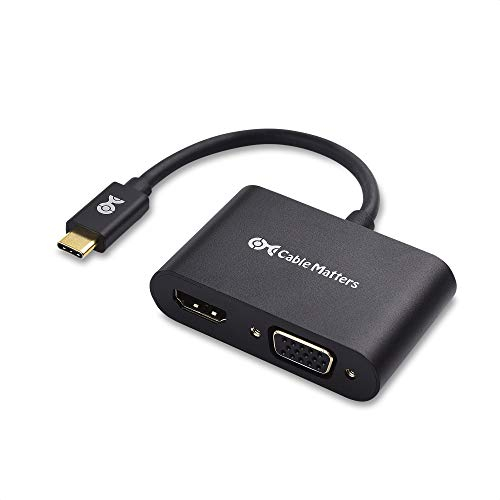 Cable Matters Aluminum USB C to VGA or USB C to HDMI Adapter for 2016 & Newer iMac & MacBook, Chromebook Plus, Surface Book 2 and More (Thunderbolt 3 Port Compatible)