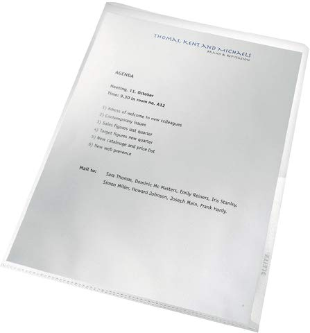 LEITZ® Sichthülle re:cycle, Polypropylen (RC), oben/rechts offen, A4, 0,13 mm, farblos, genarbt (100 Stück), Sie erhalten 1 Packung á 100 Stück