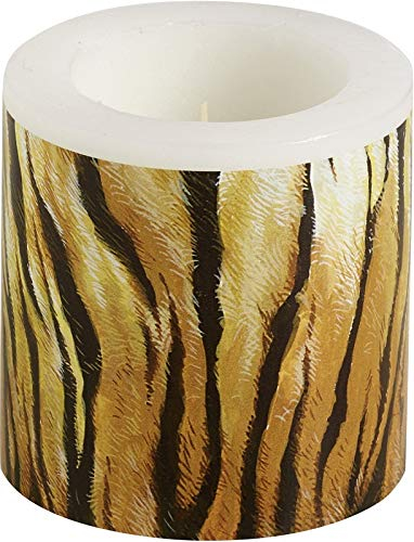 Miss Lovely Stumpen-Kerze Windlicht Tiger-Fell - Silvester-Party Tisch-Dekoration Motto-Party Safari Dschungel Afrika Wilde Tiere