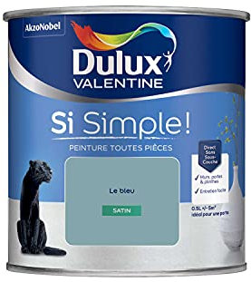 Dulux Valentine Peinture Si Simple Peinture Intérieure Toutes Pièces - Peinture Mur et Plafond, Porte et Plinthe - Couleur : Le Bleu - 0,5 L