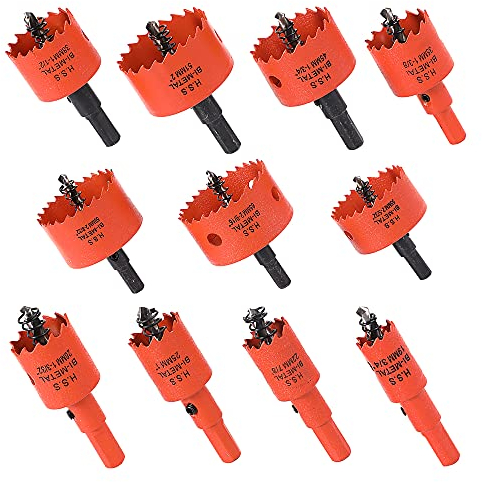 Dribotway 11PCS Bi-Metal Hole Saw Set, 19mm-65mm, For Wood, Metal, Plastic