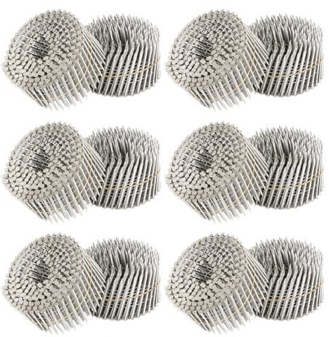 findmall 3600 Count 2-1/2 Inch x .090-Inch Ring Shank 304 Stainless Steel Siding Nails 15-Degree Collated Wire Coil for Wood or Fencing Applications