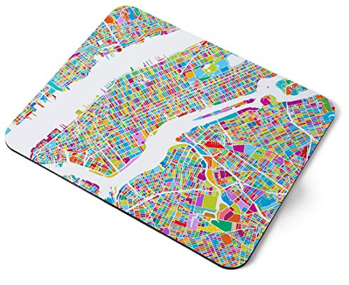 Computer Mouse Mat Pad - New York City Street Urban Map Home Office PC Desk Accessory Flexible Fabric Top Large 5mm Laptop Desktop Printed Art Ergonomic #13260