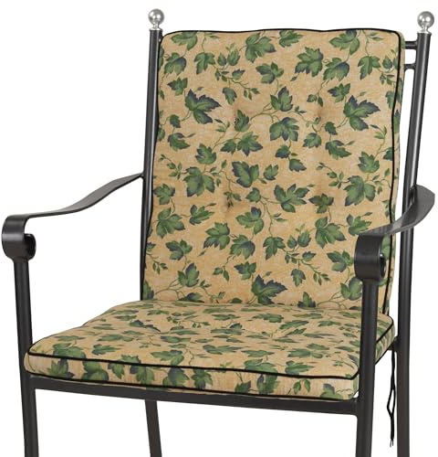 KETTtex 2455 Auflage für Niederlehner Excelsior von Royal Garden/MWH gelb Efeu Sitzpolster 95 cm (ohne Stuhl)