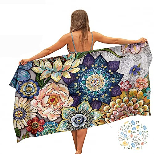 Ulticool Mikrofaser Handtuch - Blumen Natur Kunst - 160 x 80 cm - Leicht Reisehandtuch Schnelltrocknend Badetuch Strandhandtuch Saunatuch Microfaser Microfiber - für Reisen Haare Strand Yoga Sauna