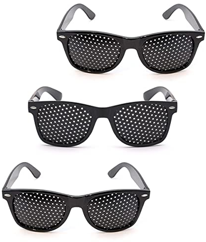 XiXiRan Rasterbrille Pinhole Glasses, 3 Stücke Augentrainer Lochbrille, Schwarze Rasterbrille, Pin-hole-brille Anti-ermüdungs-brille, Gitterbrille Mit Faltbaren Zum Augenentspannungstraining