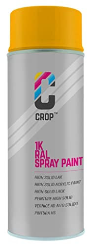 CROP Peinture en bombe RAL 1003 Signal jaune - Couverture élevée, Séchage rapide, 100% inaltérable - Auto, Moto & Bricolage - Brillance soyeuse - 400ml