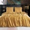 ROOEE Satin Silk Complete Bedding Set - 6 PCS - Fitted sheet, Duvet Cover, 4 Pillow Cases. Color - Dull-Gold Size - King