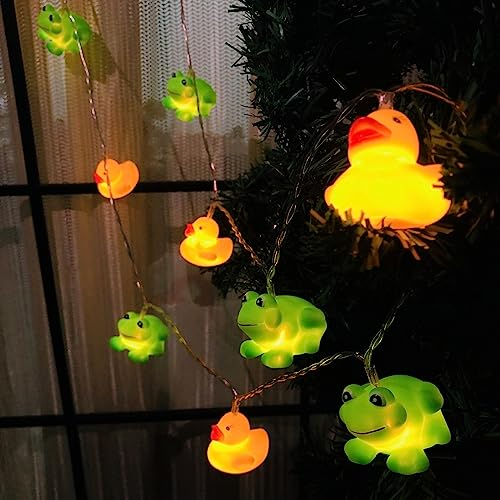 Riaxuebiy Niedliche Frosch Ente Lichterketten Frosch Nachtlicht 20er LED Frosch Ente Lampe für Kinderzimmer Baby Zimmer Party Dekoration (Frosch&Ente)