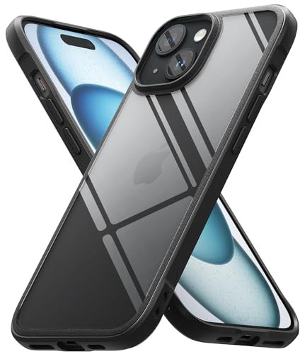 Ringke Fusion Bold [Shock Absorbent TPU Frame] Compatible with iPhone 15 Plus Case, Anti Scratch Transparent PC Back with Protective Bumper Cover - Black