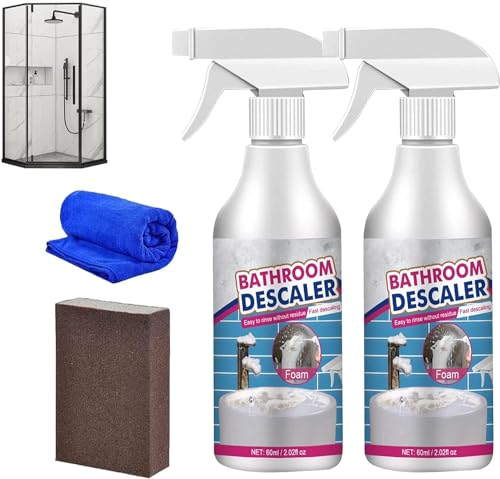 Bathroom Descaler Cleaner For Glass Shower Doors, Stubborn Stains Cleaner, Bathroom Descaler Spray For Bathtub Toilet Bath Shower Sink (2pcs)