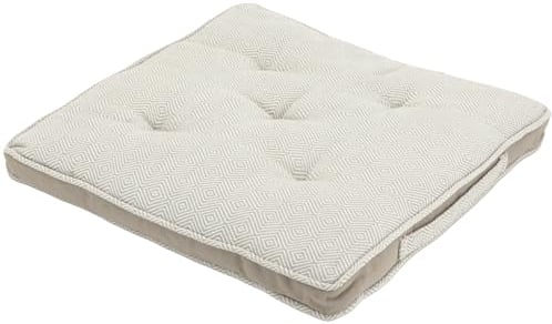 Alphadeco Sitzkissen Raute Webmuster aus 100% Baumwolle (170g/m2) - Stuhlkissen mit Tragegriff - 40x40x3cm - Beige
