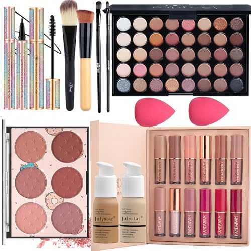 Joyeee Professionelles Make up Set, Schminkset für Frauen Teenager Mädchen, Make up Geschenkset - Lidschatten Palette, Lippenstift, Rouge, Mascara, Eyeliner, Puff, Foundation, Pinsel