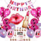 Spa Makeup Birthday Party Decorations - 44 Pieces Makeup Birthday Party Supplies Happy Birthday Banner Lipstick Foil Balloons Latex Balloon Cake Topper for Kids Girls Makeup Theme Party