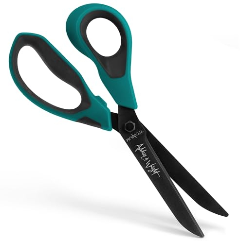 Ashton and Wright - Titanium HD - Heavy Duty Scissors for Office, Home, Kitchen, and Craft - 210mm / 8” - Titanium Coated Blades (Teal, Left Handed)