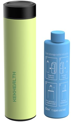 KEKHEALTH Pochette Isotherme Insuline 60H, Trousse Isotherme Medicament, Glaciere Medicale Voyage, Kit Diabète Avec 2 Sachets de Glace, Original QR Étiquette Voyage Médical(Vert Citron)