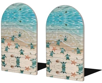 Fermalibri in legno a forma di tartaruga marina, perfetto per libri, riviste, DVD e documenti