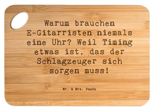 Mr. & Mrs. Panda Bambus - Schneidebrett Spruch E-Gitarre Timing - Geschenk, Geigen, Holzbretter, Trompeten, Bretter, Hackbrett, Holzschneidebrett,