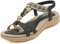 ZDQ Sandals Womens Ladies Summer Casual Comfortable Flat Arch Support Bohemian Wide Fit Slip-on Sandals with Elastic Ankle Strap Black 8