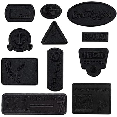 11 Pack Embroidered Patch Black on Patches Fabric Embroidery Applique Patches for Clothes Hat Jeans Shoes Repair and Decoration DIY Accessory