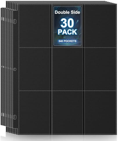 30 Pack Sheet Protectors,9 Pocket Double Sided Card Sleeves Page Protectors for 3 Ring Binder, 540 Pockets Baseball Card Binder,Fit for MTG, TCG, Baseball Standard Cards