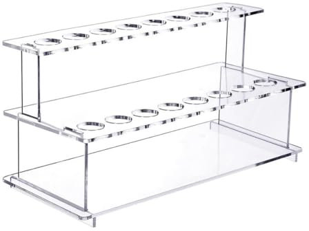 LOVIVER Wine Bottle Stopper Display Stand Storage Rack 2 Tier Transparent Display Stairs Organizer for Club Party Countertop Showcase, L