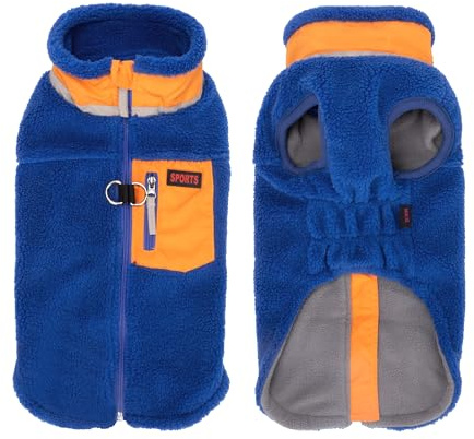 FEimaX Warme Hundemantel Winddichte Haustier Winter Fleece Hundejacke Winterweste mit D-Ring Hundekleidung Welpenjacke für Kleine Mittlere Hunde