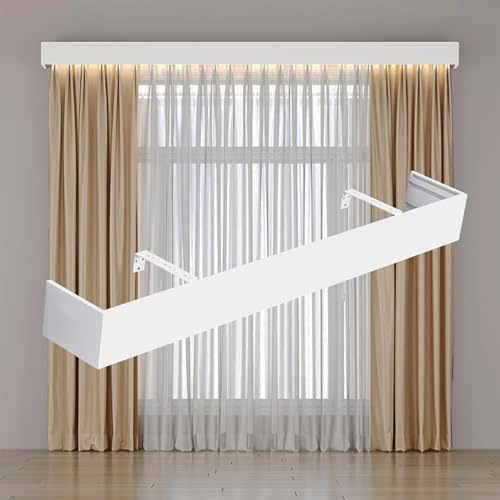 3.3ft 6.5ft 7.5ft 10ft 12.5ft 14ft Curtain Pelmet Box Without Tracks, Aluminum Alloy Window Cornice Board Wall/Ceiling Mounting, White Decorative Valance Box Set (10ft/305cm)