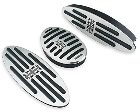 Heinmo Auto Gasbremse Kupplungspedal Fußpedalplatten Schritt Fußrastenabdeckung für Cooper R50 R52 R55 R56 R60 R61 F54 F55 F56 F60 Countryman Clubman Paceman Pedalabdeckung (Auto-3PC Grey)