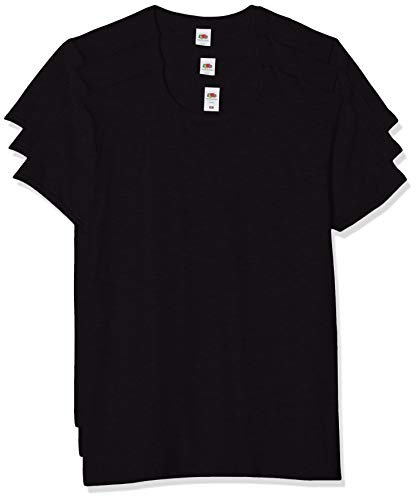 Fruit of the Loom Iconic, Lightweight Ringspun Tee, 3 Pack T-Shirt, Nero (Black 36), Large (Pacco da 3) Uomo