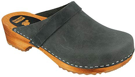 Vollsjö Dame Holzschuhe Leder Clogs EU, Wildleder-Grau,40