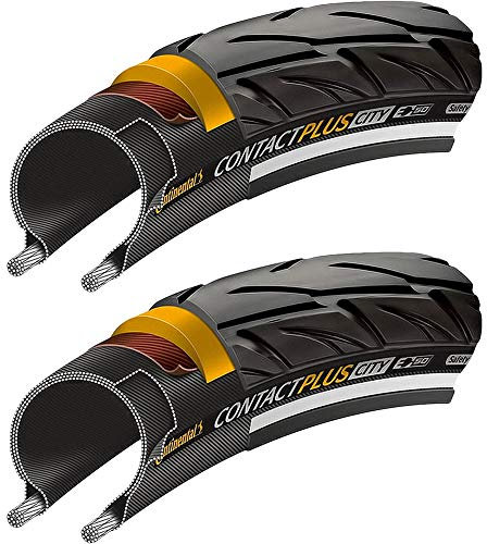 Continental 2X Reifen Contact Plus City Draht 26x1,75Zoll 47-559 Reflex schwarz