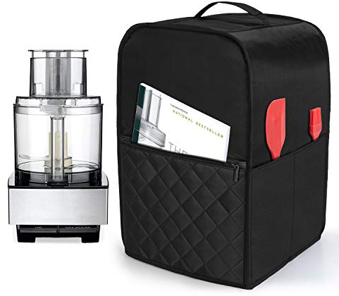 Luxja Food Processor Cover for Cuisinart and Hamilton Beach 11-14 Cup Processor, Food Processor Dust Cover with Accessories Pockets, Black