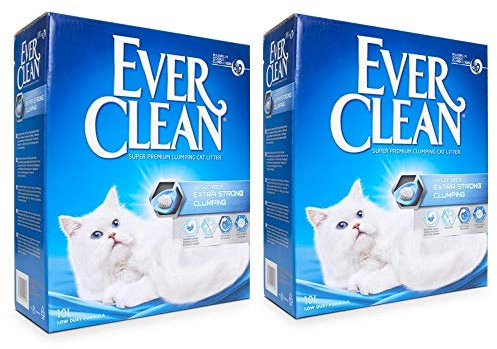 Ever Clean Extra Strong Clumping Cat Litter Unscented 2x10L -Extreme Premium Lock In Odour, Triple Action Deodorizer And Vibrant Feline Freshness Self Cleaning Litter, Fresh And Hygienic