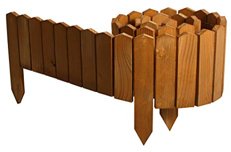 BOGATECO Rollborder Steccato in legno, lunghezza 200 cm e 20 cm di Altezza Abete | Recinzione da giardino, per segnare i sentieri e i confini di aiuole, prati | Flessibile, Impregnato | Marrone chiaro