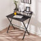 Panana Folding Table Foldable Computer Laptop Desk Study Writing Portable Home Office Desk With Bookcase Shelf (Black)