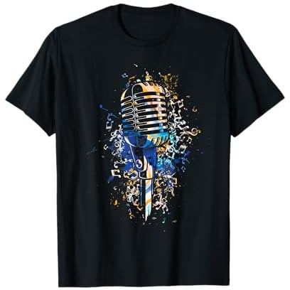 Microphone Music Notes Art Design Microphone T-Shirt