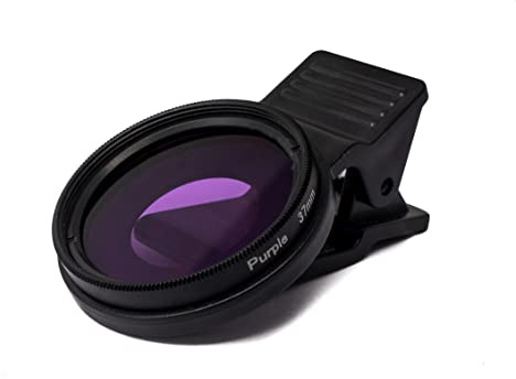SYSTEM-S Farbfilter Lila 37 mm Linse Farbe mit Clip für Smartphones in Schwarz