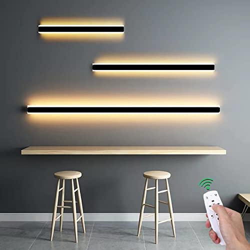 LED Wandleuchte Innen mit Fernbedienung Dimmbare Wandlampe Modern Dimmbar Aluminium Acryl Wandbeleuchtung für Wohnzimmer Schlafzimmer Flur Treppen Warmweiß|Kaltweiß|Neutralweiß Einstellbar (60CM 36W)