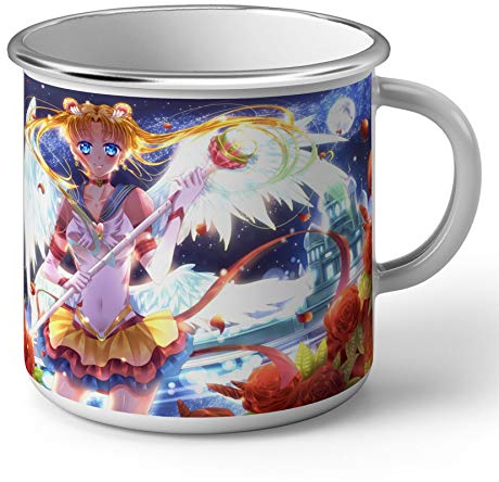 French Unicorn Tasse emailliert Metall Zeichnung Bild Charakter Sailor Moon Klassisch Manga Japan