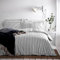 Yard Hebden Mélange Stripe Cotton Duvet Set – Ultra Soft Reversible Striped Bedding (Grey – Single)