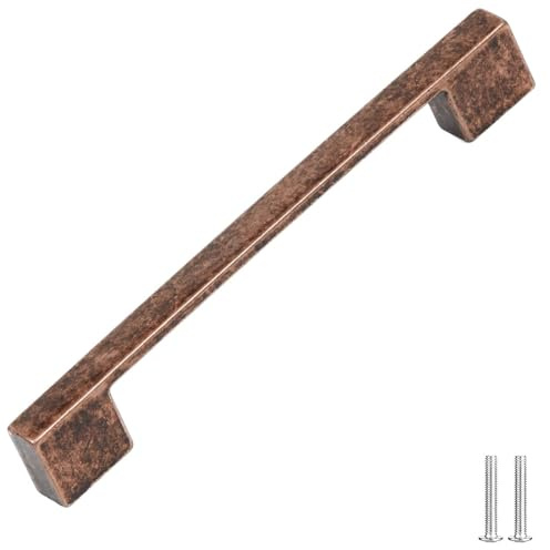 Decoranddecor Dimora D-Shape Cupboard Handles, Rectangular Kitchen Handles for Cupboards, Cabinet Pulls - 224mm, Antique Copper