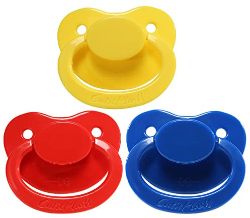 CutiePlusU Adult Sized Schnuller Schnuller für Erwachsene Babys-Großes Schild 3 Pack - See Blau, Gelb, Rot