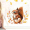 Wandtattoo Loft Fensterbild Herbst Mit Eichhörnchen Auf Blätterkranz Motiv, A3 Bogen, Herbstdeko Kinderzimmer, Herbstbilder, Fensterbild Kinder, Herbstblätter