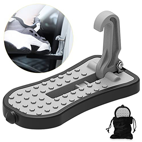 NATGIC Car Door Pedal, Car Doorstep Foot Pegs U Shaped Foot Pedal on the Roof Easy Access to Rooftop Antiskid Multifunction Universal Automobile Pedal with Safety Hammer Doorstep (16cm, Silver)