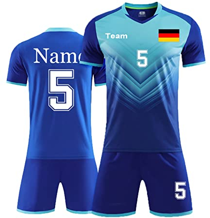 LAIFU personalisiertes Fußballtrikot mit Namensnummer Logo für Kinder Erwachsene Männer Frauen Personalisierte Fußballshirt und Short (Navy Blue)